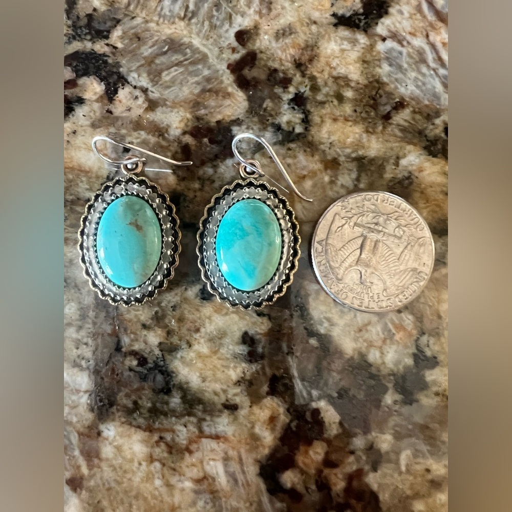 Studio Barse Earrings Bronze and Green Turquoise with Silver Detail - Picture 9 of 10